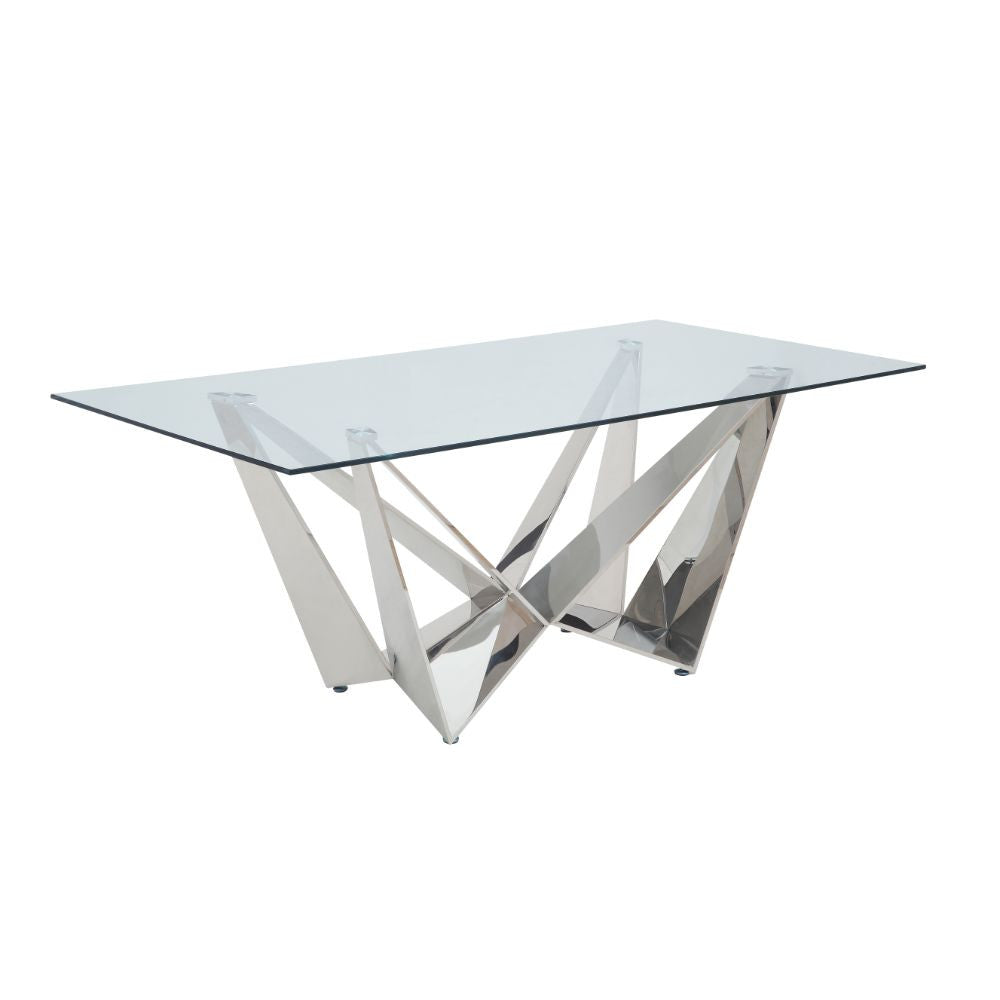 ACME 70140 Dekel Dining Table, Clear Glass & Stainless Steel