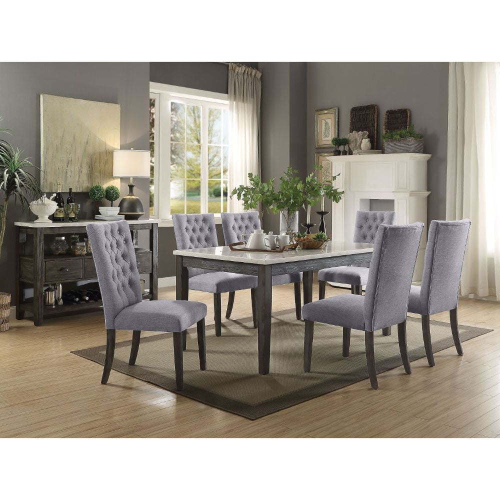 ACME 70165 Merel Dining Table, White Marble & Gray Oak