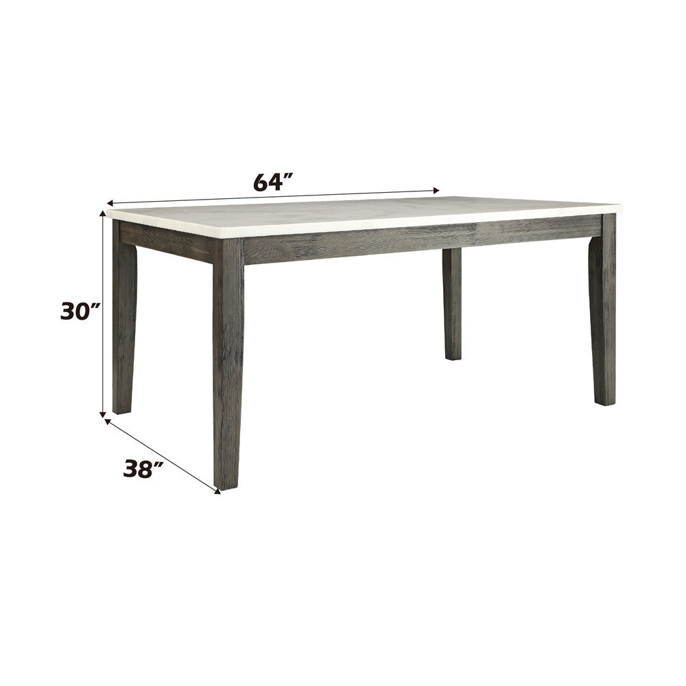 ACME 70165 Merel Dining Table, White Marble & Gray Oak