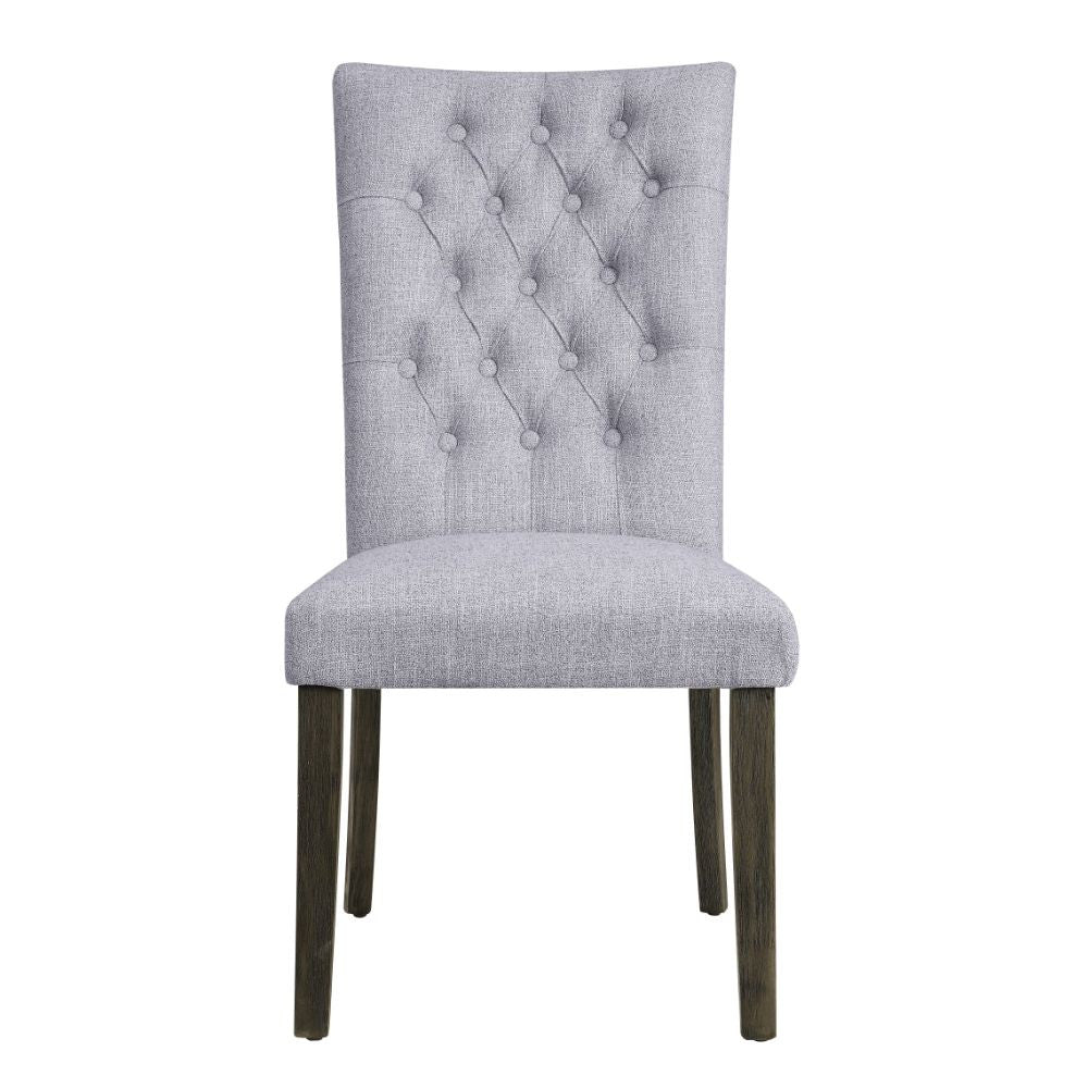 ACME 70168 Merel Side Chair (Set-2), Gray Linen & Gray Oak