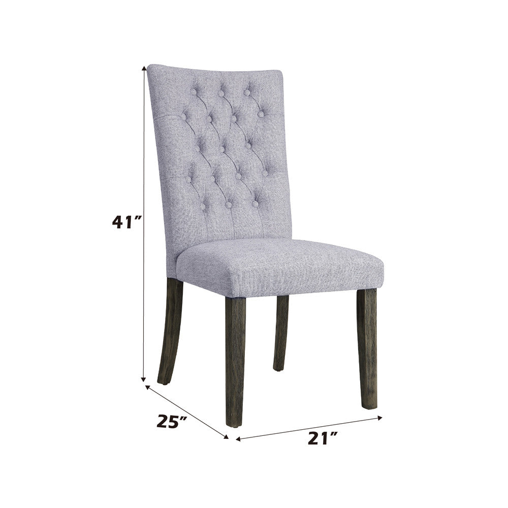 ACME 70168 Merel Side Chair (Set-2), Gray Linen & Gray Oak