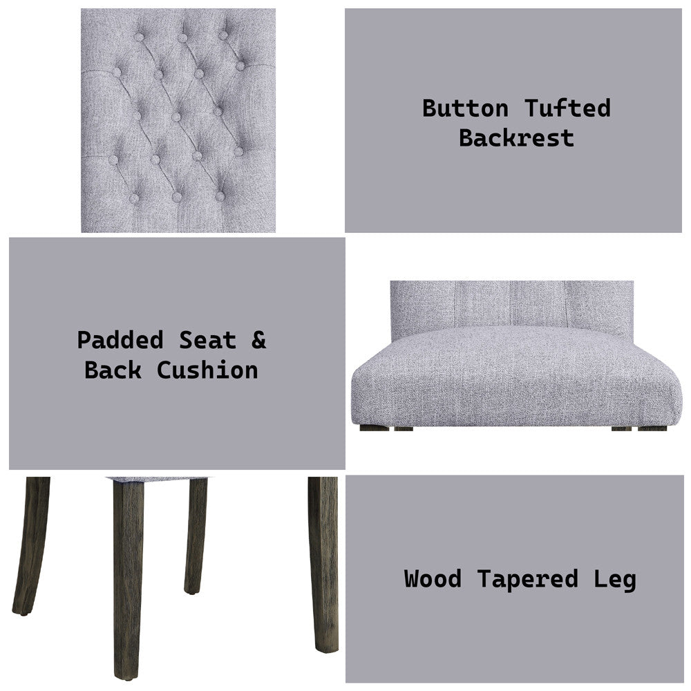 ACME 70168 Merel Side Chair (Set-2), Gray Linen & Gray Oak