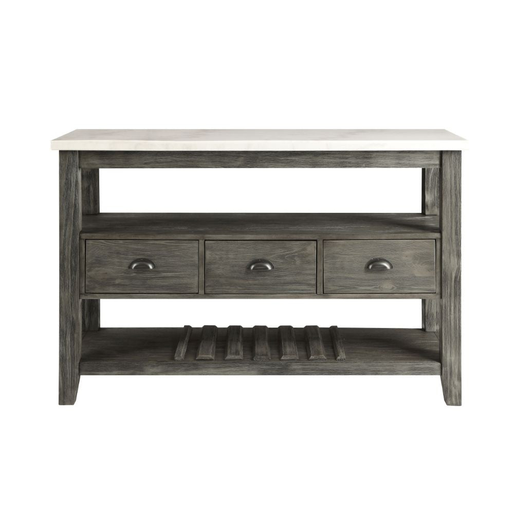 ACME 70169 Merel Server, White Marble & Gray Oak