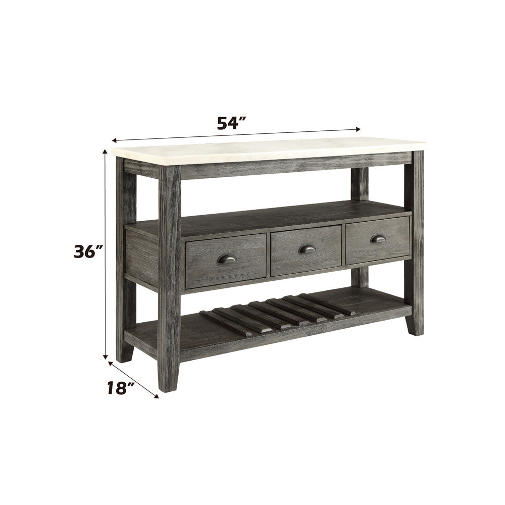 ACME 70169 Merel Server, White Marble & Gray Oak