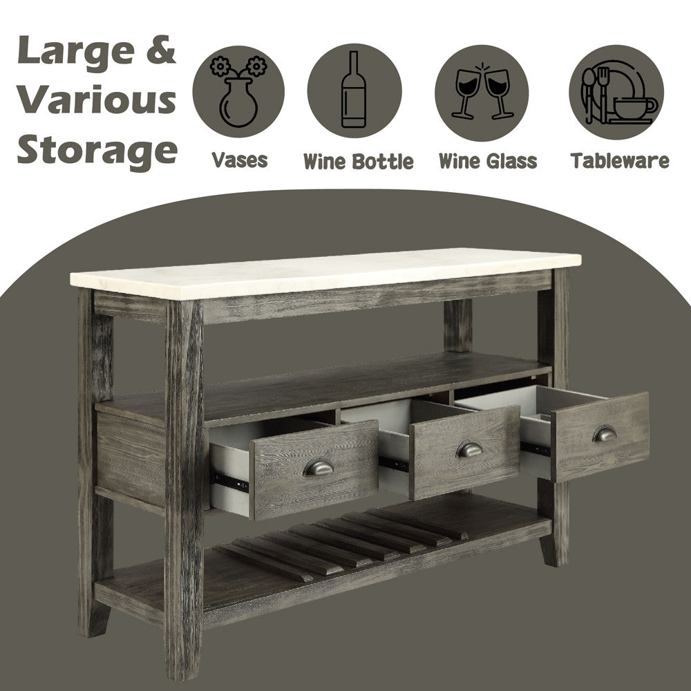 ACME 70169 Merel Server, White Marble & Gray Oak