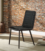 ACME 70422 Hosmer Side Chair (Set-2), Black Top Grain Leather & Antique Black