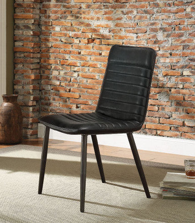 ACME 70422 Hosmer Side Chair (Set-2), Black Top Grain Leather & Antique Black