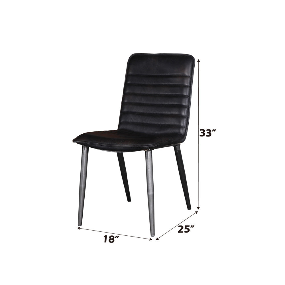 ACME 70422 Hosmer Side Chair (Set-2), Black Top Grain Leather & Antique Black
