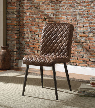 ACME 70423 Millertton Side Chair (Set-2), Vintage Chocolate Top Grain Leather & Antique Black