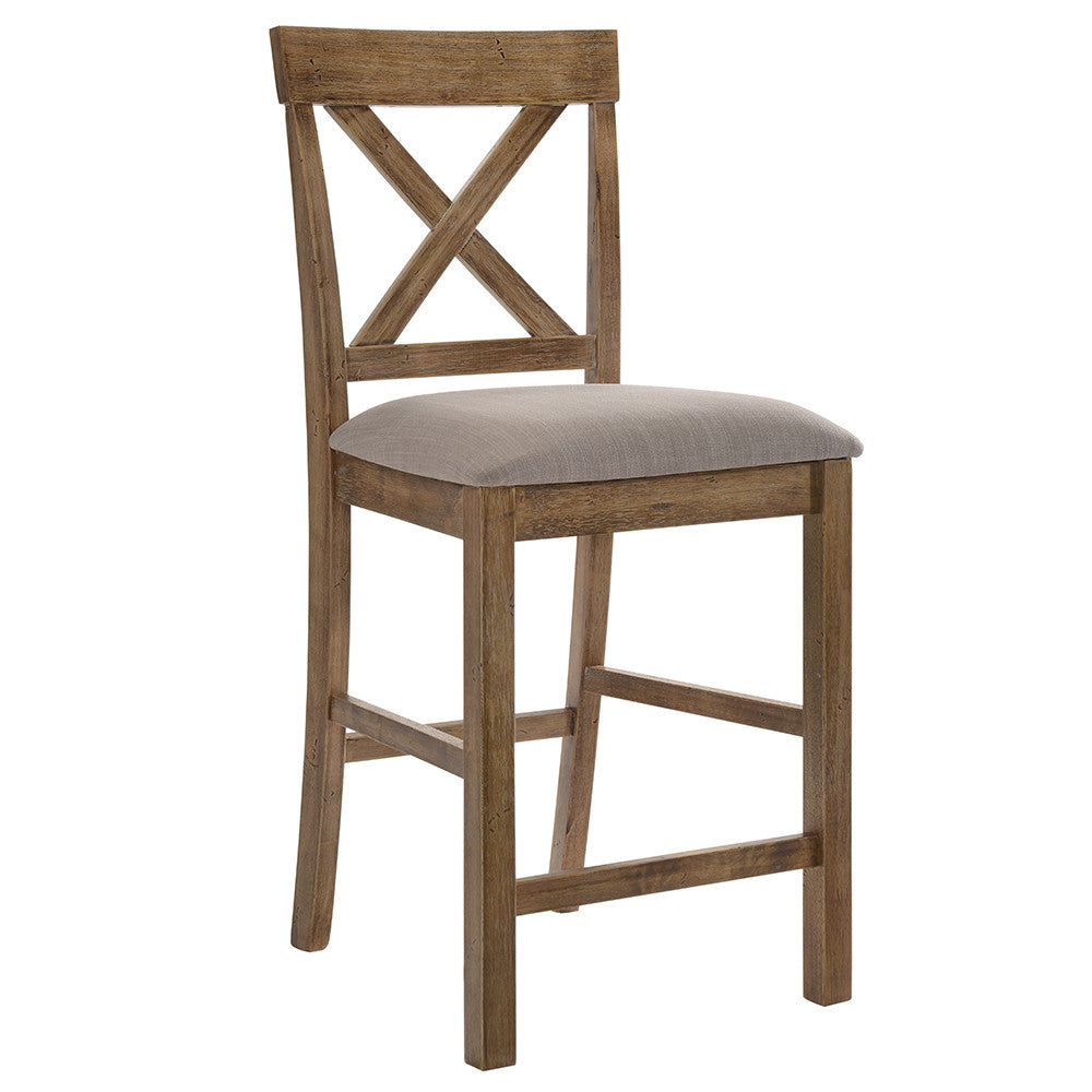ACME 70832 Martha II Counter Height Chair (Set-2), Tan Linen & Weathered Oak