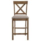 ACME 70832 Martha II Counter Height Chair (Set-2), Tan Linen & Weathered Oak