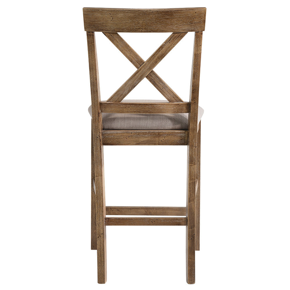 ACME 70832 Martha II Counter Height Chair (Set-2), Tan Linen & Weathered Oak