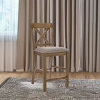 ACME 70832 Martha II Counter Height Chair (Set-2), Tan Linen & Weathered Oak