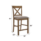 ACME 70832 Martha II Counter Height Chair (Set-2), Tan Linen & Weathered Oak