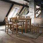 ACME 70832 Martha II Counter Height Chair (Set-2), Tan Linen & Weathered Oak