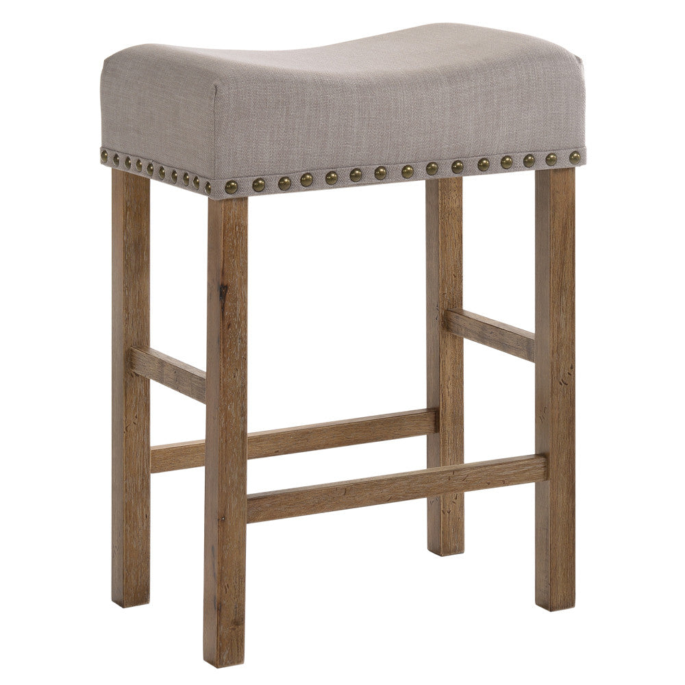 ACME 70833 Martha II Counter Height Stool (Set-2), Tan Linen & Weathered Oak