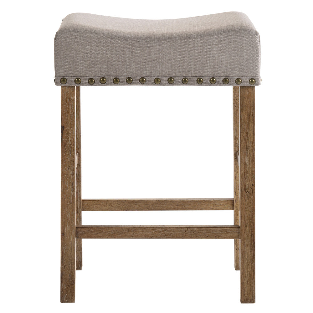 ACME 70833 Martha II Counter Height Stool (Set-2), Tan Linen & Weathered Oak