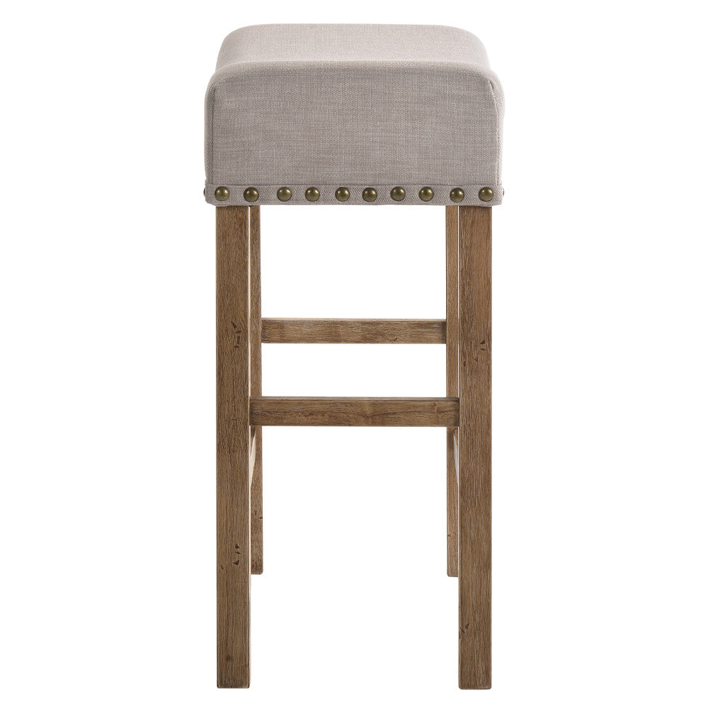 ACME 70833 Martha II Counter Height Stool (Set-2), Tan Linen & Weathered Oak