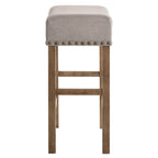 ACME 70833 Martha II Counter Height Stool (Set-2), Tan Linen & Weathered Oak