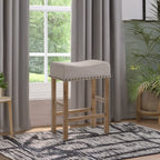 ACME 70833 Martha II Counter Height Stool (Set-2), Tan Linen & Weathered Oak