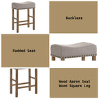 ACME 70833 Martha II Counter Height Stool (Set-2), Tan Linen & Weathered Oak