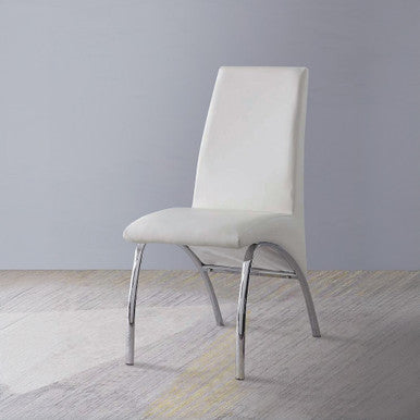 ACME 71107 Pervis Side Chair (Set-2), White PU & Chrome