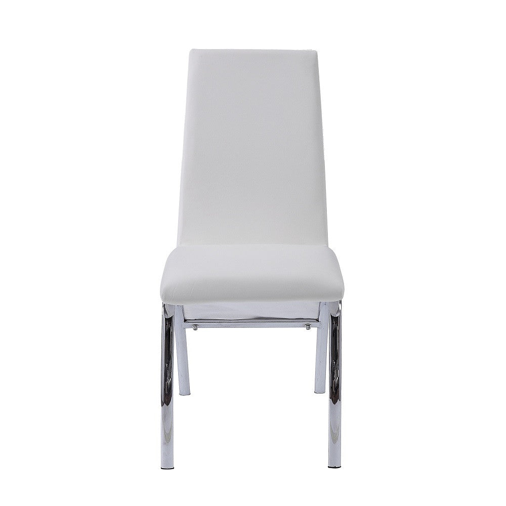 ACME 71107 Pervis Side Chair (Set-2), White PU & Chrome