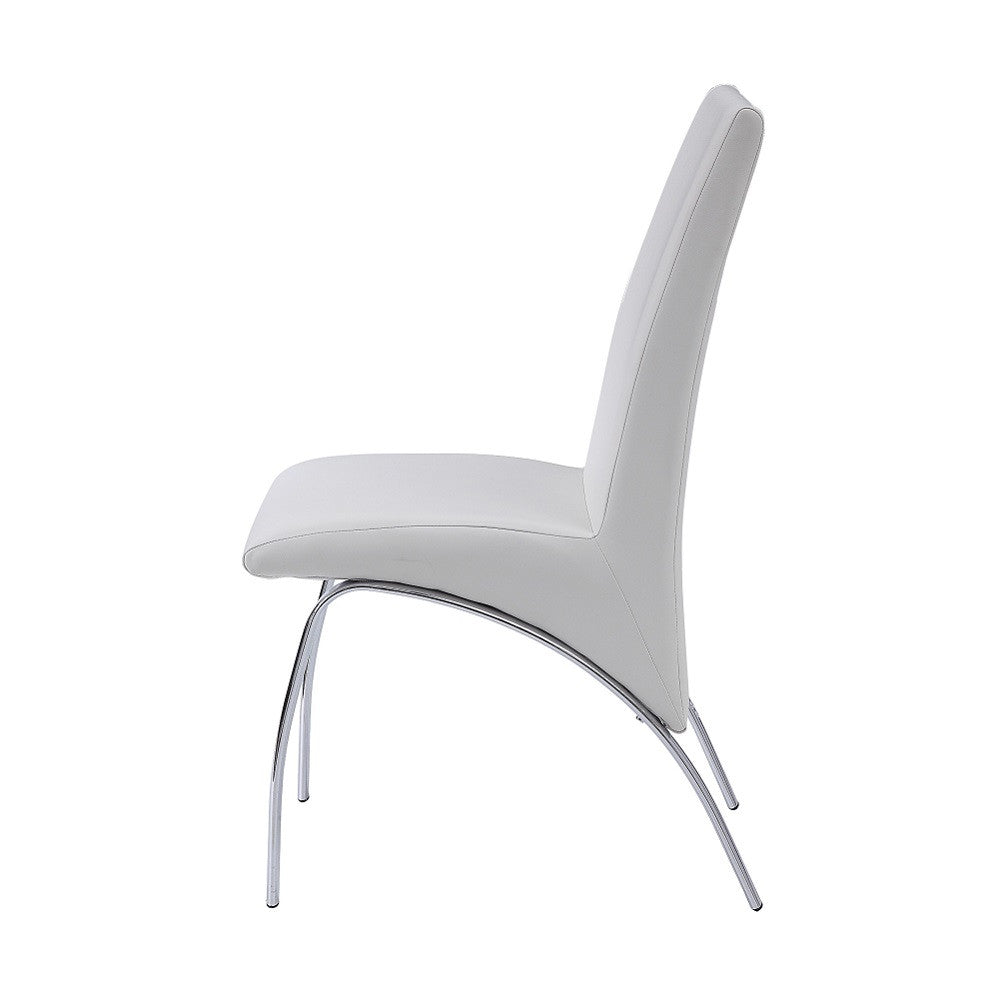 ACME 71107 Pervis Side Chair (Set-2), White PU & Chrome