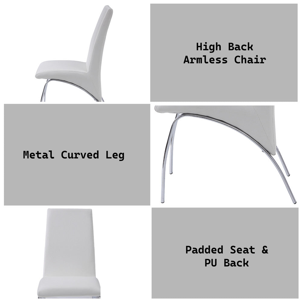 ACME 71107 Pervis Side Chair (Set-2), White PU & Chrome