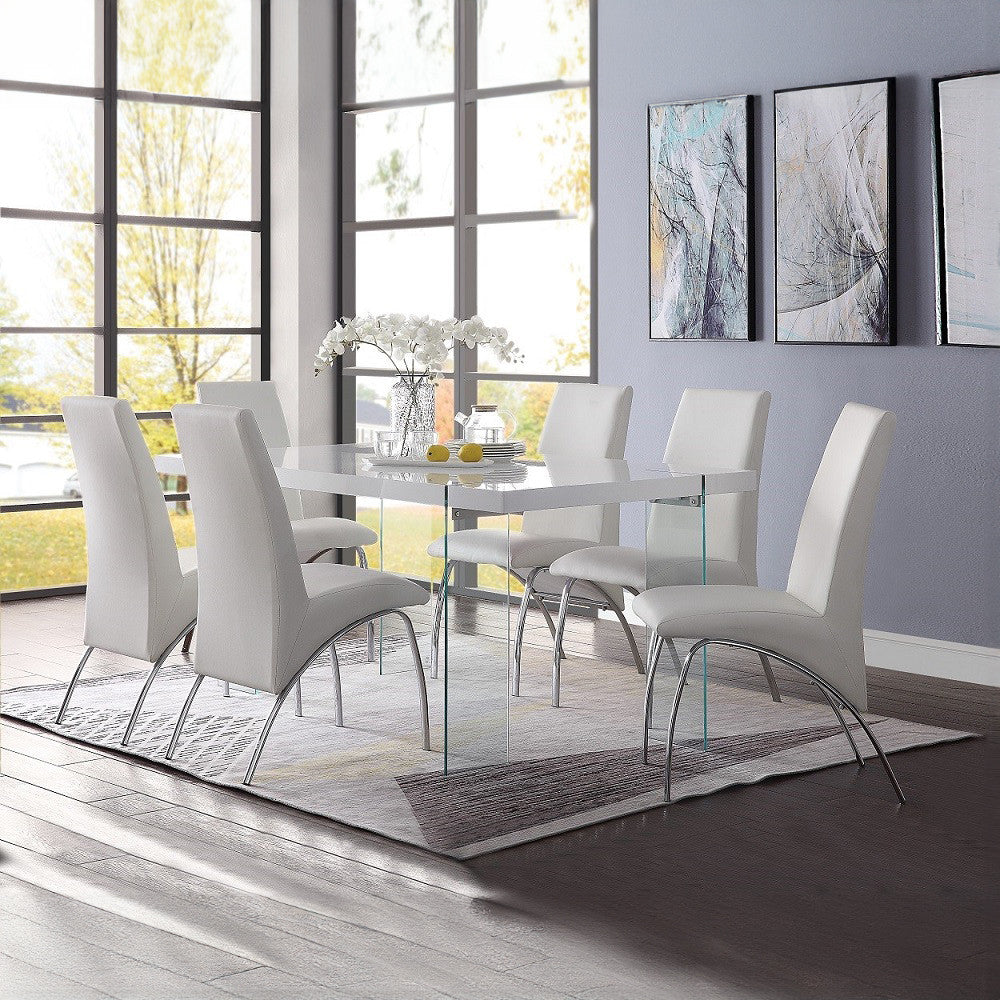 ACME 71107 Pervis Side Chair (Set-2), White PU & Chrome