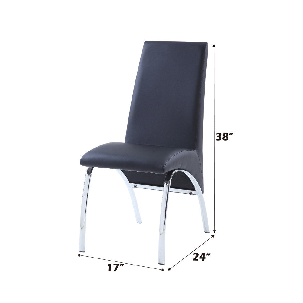 ACME 71112 Pervis Side Chair (Set-2), Black PU & Chrome