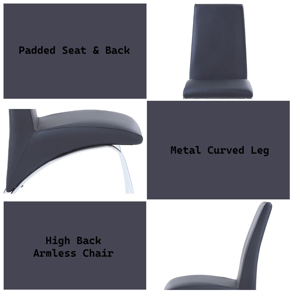 ACME 71112 Pervis Side Chair (Set-2), Black PU & Chrome