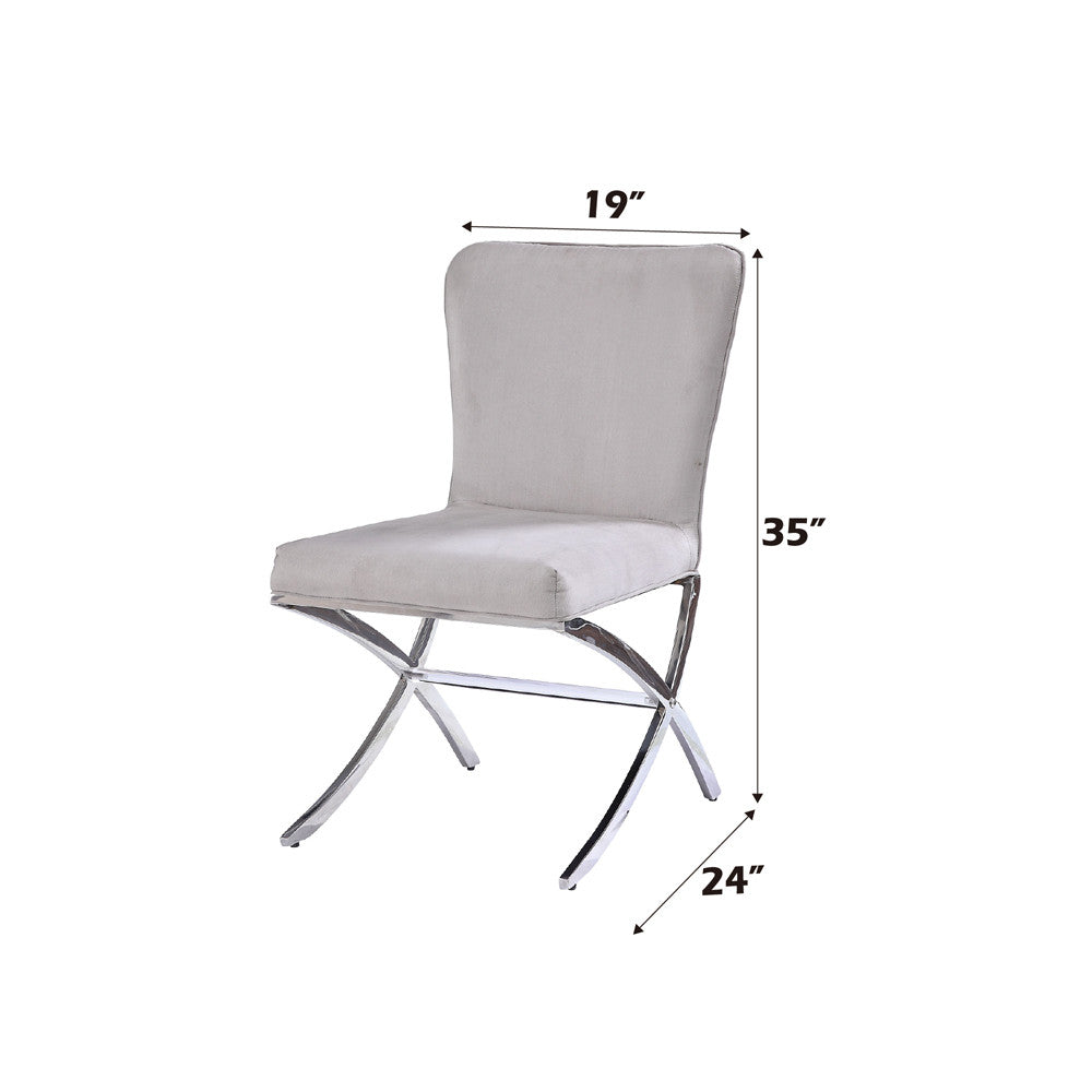 ACME 71182 Daire Side Chair (Set-2), Velvet & Chrome