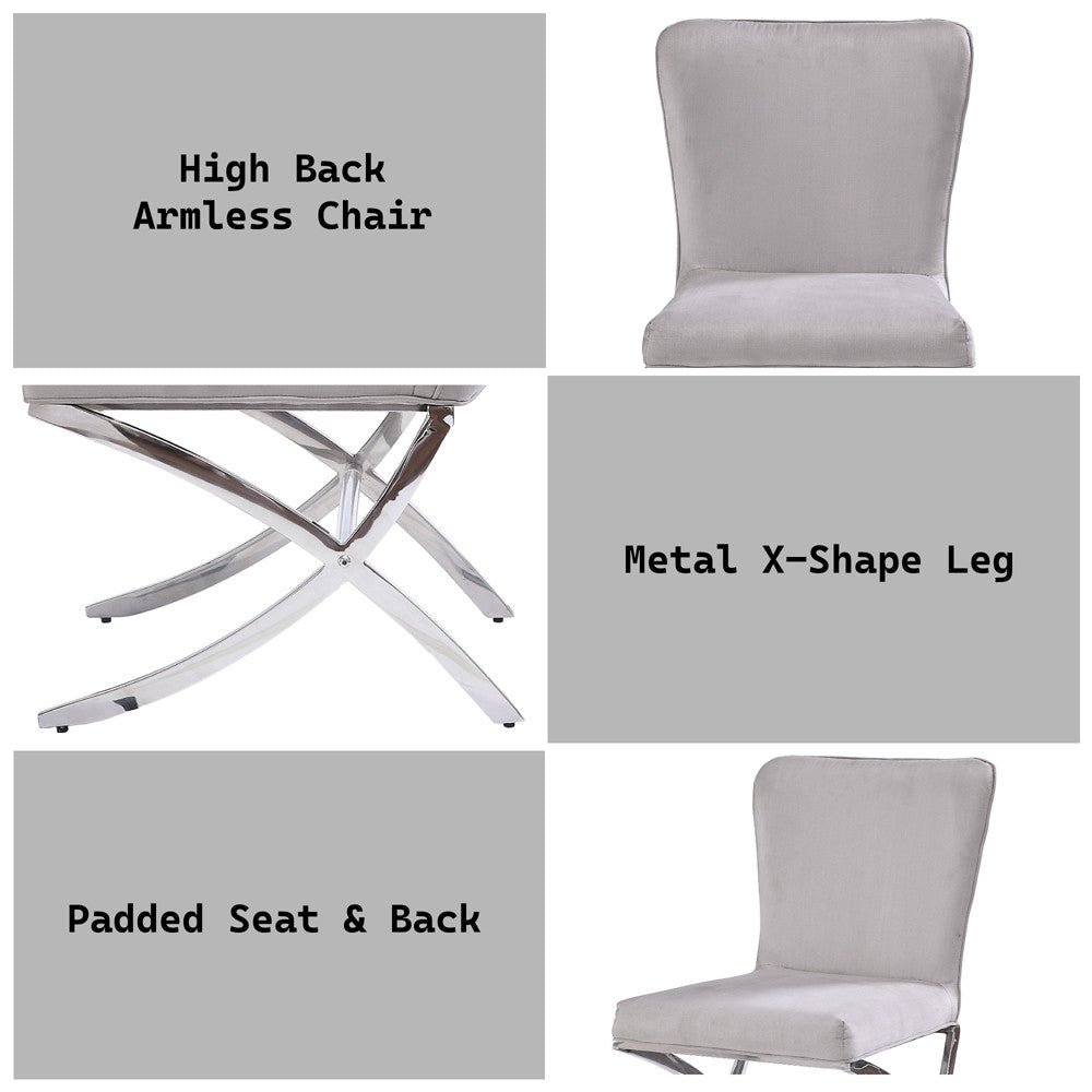 ACME 71182 Daire Side Chair (Set-2), Velvet & Chrome