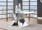 ACME 71280 Noralie Dining Table, Mirrored, Faux Diamonds & Clear Glass (1Set/2Ctn)