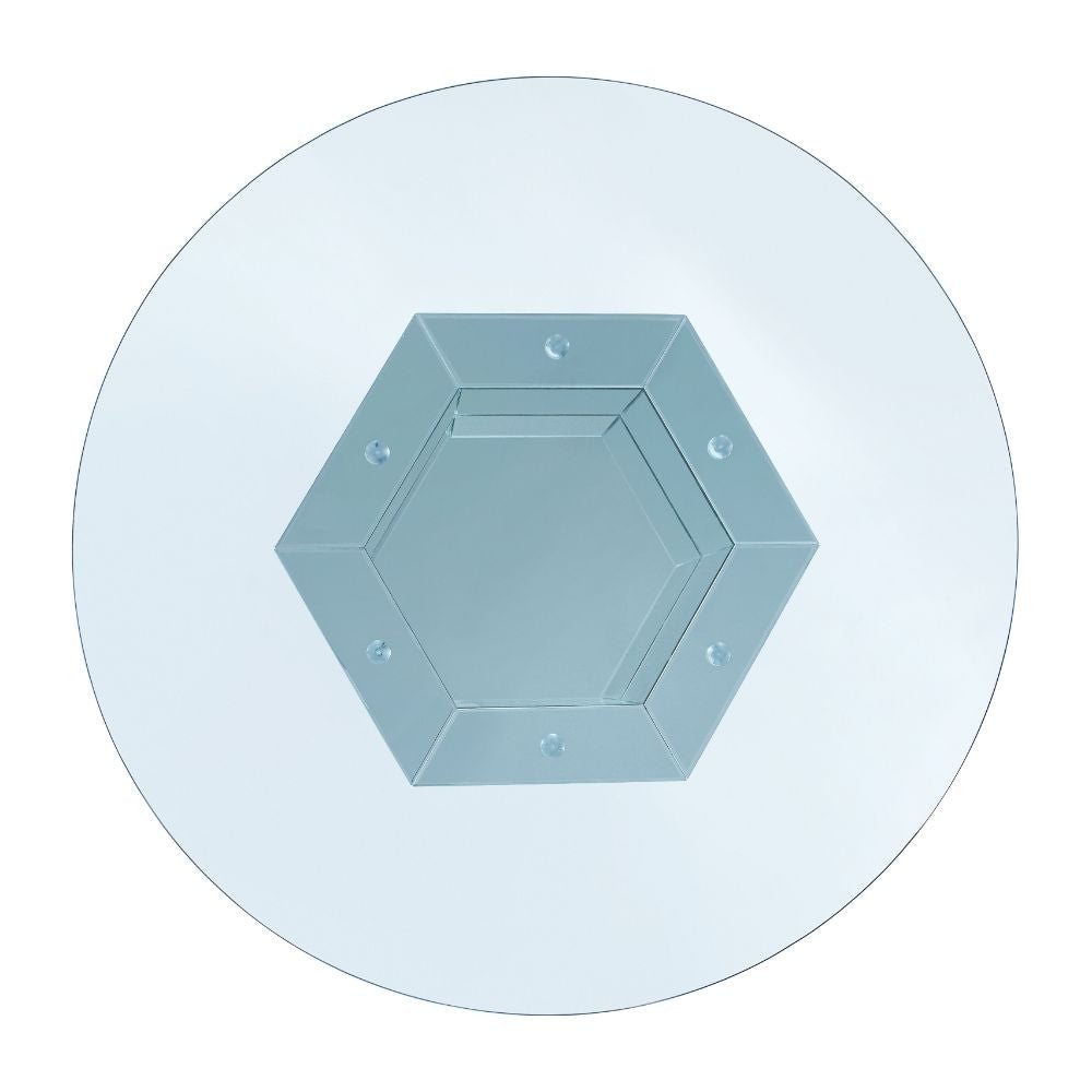 ACME 71285 Noralie Dining Table, Mirrored, Faux Diamonds & Clear Glass (1Set/2Ctn)