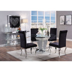 ACME 71285 Noralie Dining Table, Mirrored, Faux Diamonds & Clear Glass (1Set/2Ctn)