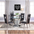 ACME 71285 Noralie Dining Table, Mirrored, Faux Diamonds & Clear Glass (1Set/2Ctn)