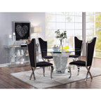 ACME 71285 Noralie Dining Table, Mirrored, Faux Diamonds & Clear Glass (1Set/2Ctn)