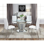 ACME 71285 Noralie Dining Table, Mirrored, Faux Diamonds & Clear Glass (1Set/2Ctn)