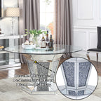 ACME 71285 Noralie Dining Table, Mirrored, Faux Diamonds & Clear Glass (1Set/2Ctn)