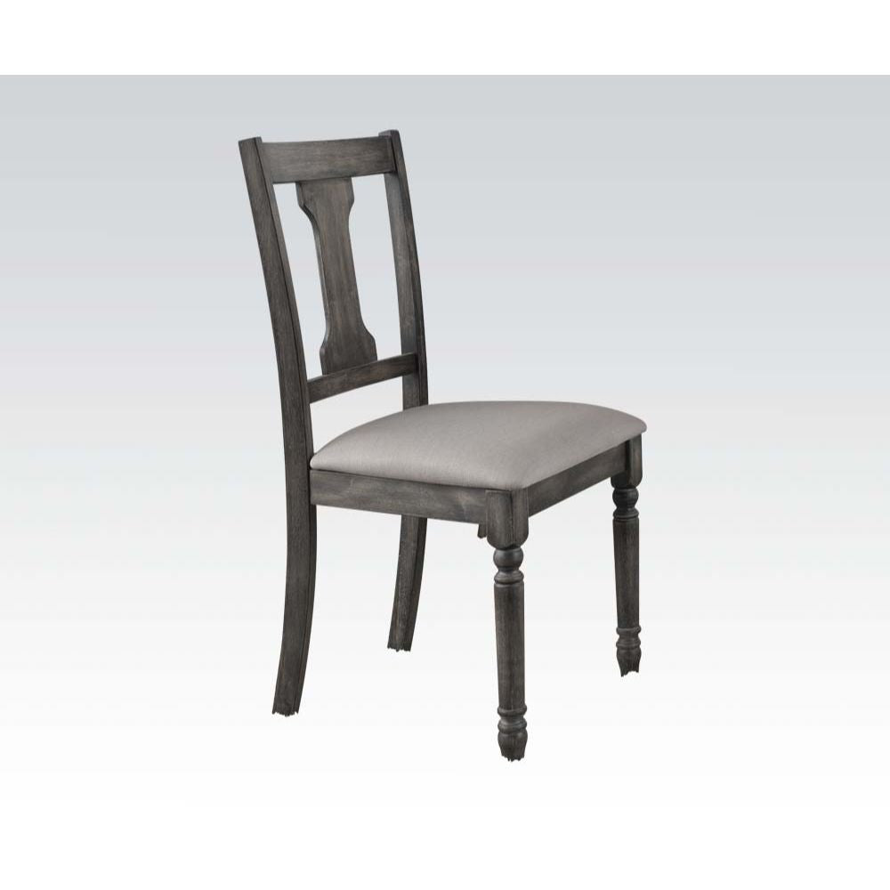 ACME 71437 Wallace Side Chair (Set-2), Tan Linen & Weathered Gray