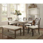ACME 71715 Claudia Dining Table, White Marble & Salvage Brown