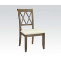 ACME 71717 Claudia Side Chair (Set-2), Beige Linen & Salvage Brown