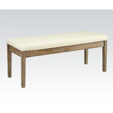 ACME 71718 Claudia Bench, Beige Linen & Salvage Brown