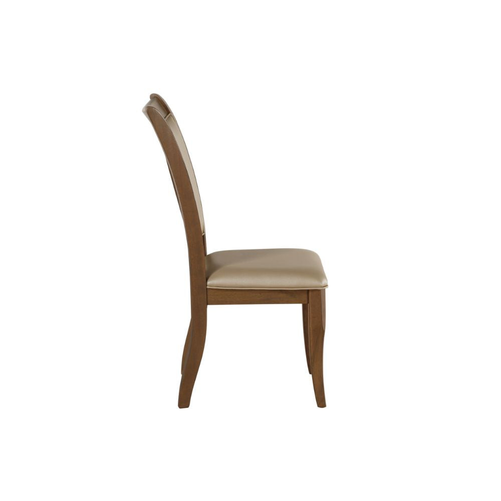 ACME 71767 Harald Side Chair (Set-2), Beige PU & Gray Oak
