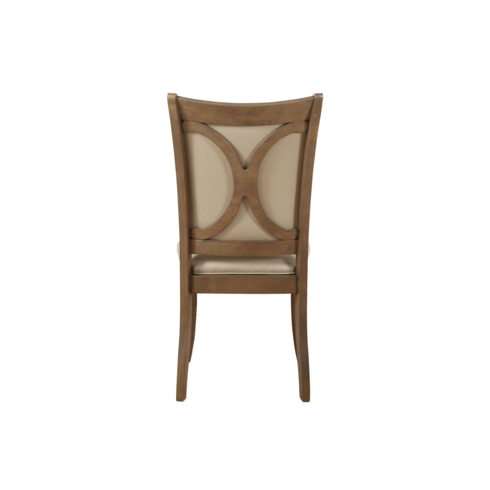 ACME 71767 Harald Side Chair (Set-2), Beige PU & Gray Oak
