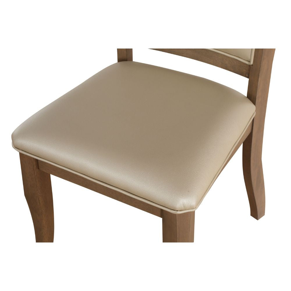 ACME 71767 Harald Side Chair (Set-2), Beige PU & Gray Oak