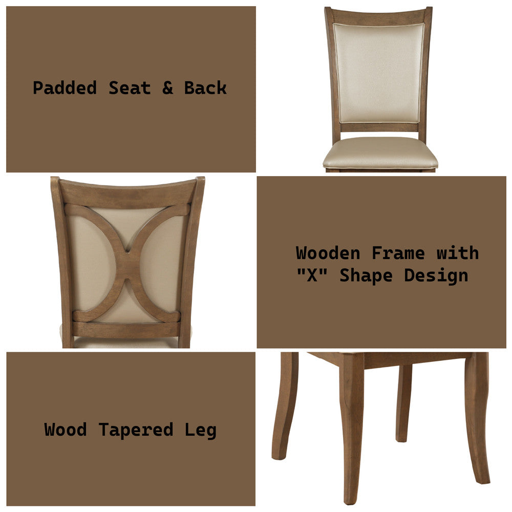 ACME 71767 Harald Side Chair (Set-2), Beige PU & Gray Oak