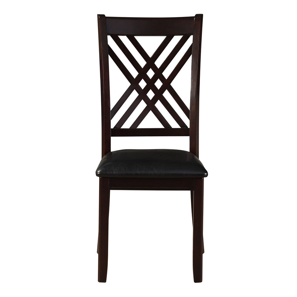 ACME 71857 Katrien Side Chair (Set-2), Black PU & Espresso